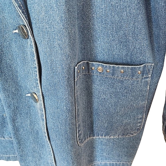 Vintage Cactus Denim Crystal Embellished Blazer Small - Picture 3 of 10